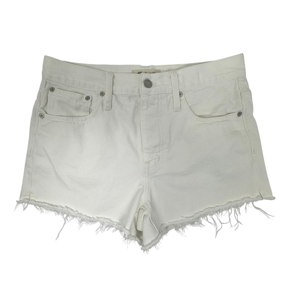Madewell Pants - Madewell Relaxed Denim Shorts White Frayed Hem Button Fly Womens Size 26